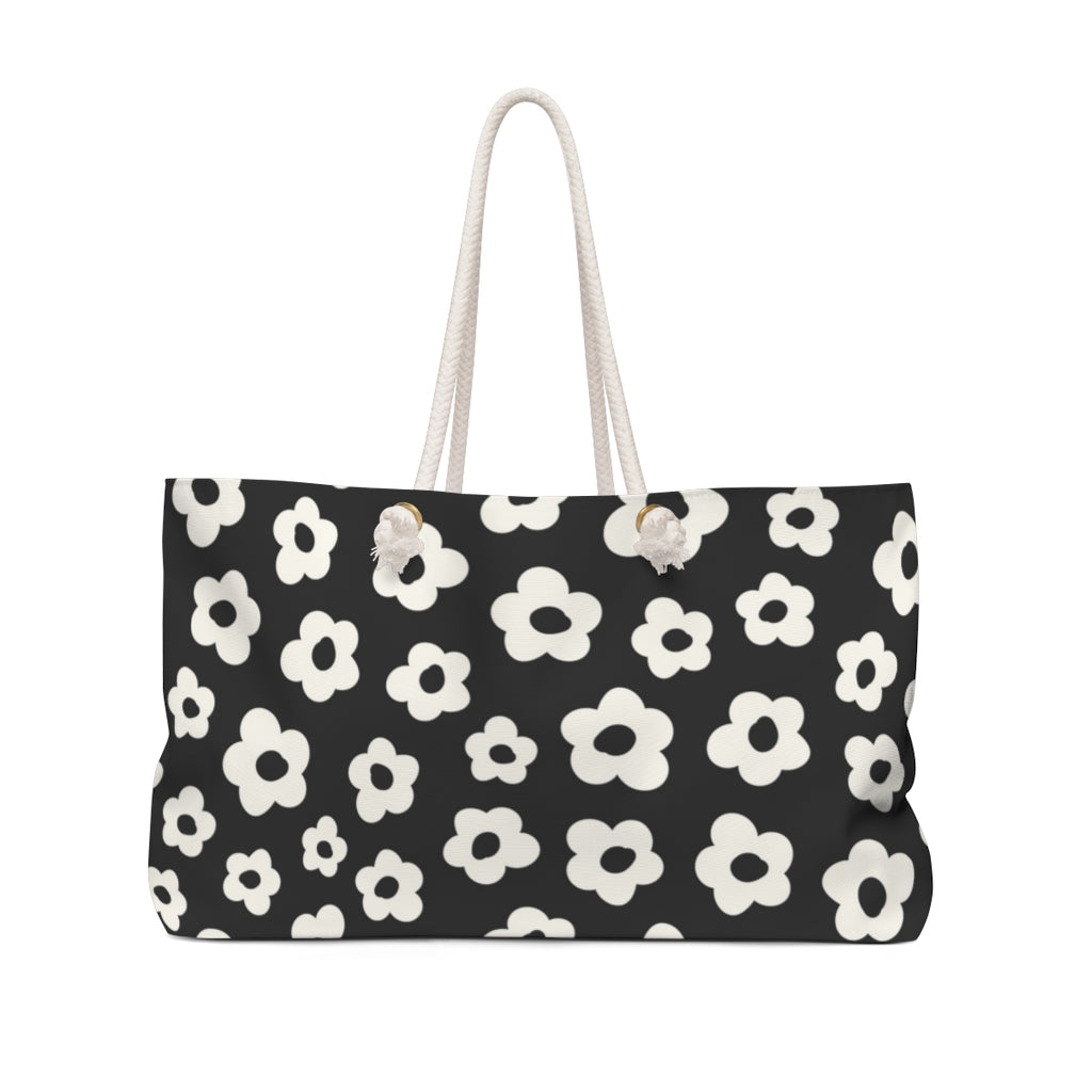 Black Ditsy Floral Tote Bag